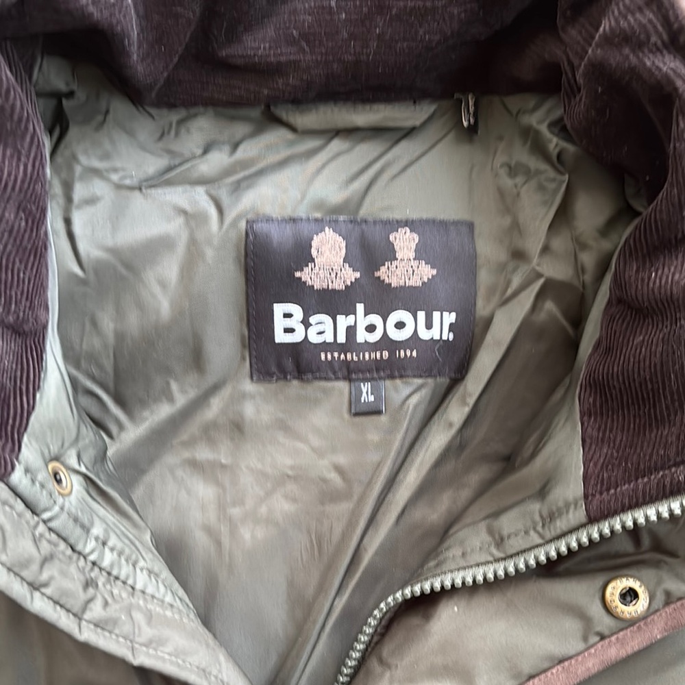 Barbour Olive & Brown Quilted Puffer Jacket Men's (Size: XL) - Picture 2 of 10